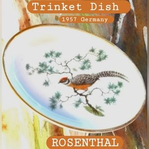 ROSENTHAL 1957 Rings Tea China GERMANY Pheasant Sleb Plossberg Oval Trinket Dish